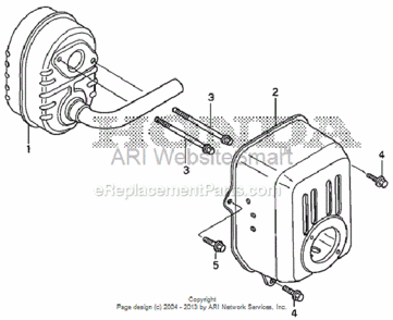 Muffler Diagram and Parts List for HS520 Type ASVIN# SZBG-6000001 to SZBG-6099999 Honda Snow Blower