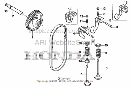 Camshaft Diagram and Parts List for HS520 Type ASVIN# SZBG-6000001 to SZBG-6099999 Honda Snow Blower