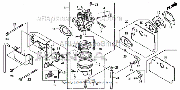 Carburetor Diagram and Parts List for HS520 Type ASVIN# SZBG-6000001 to SZBG-6099999 Honda Snow Blower