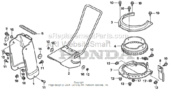 Chuter Diagram and Parts List for HS520 Type ASVIN# SZBG-6000001 to SZBG-6099999 Honda Snow Blower