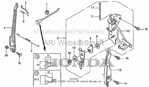 Control Diagram and Parts List for HS520 Type ASVIN# SZBG-6000001 to SZBG-6099999 Honda Snow Blower