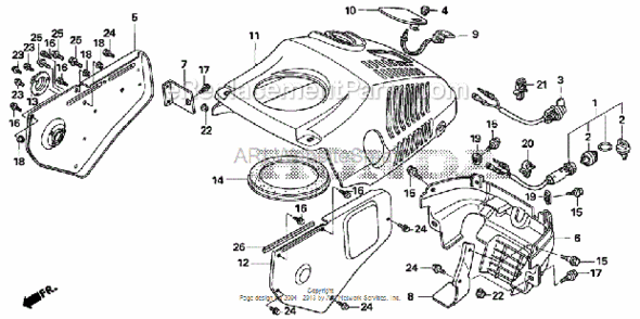 Cover Diagram and Parts List for HS520 Type ASVIN# SZBG-6000001 to SZBG-6099999 Honda Snow Blower