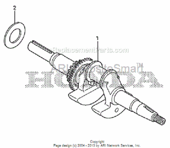 Crankshaft Diagram and Parts List for HS520 Type ASAVIN# SZBG-6000001 to SZBG-6099999 Honda Snow Blower