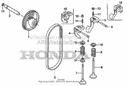 Camshaft Diagram and Parts List for HS520 Type ASAVIN# SZBG-6000001 to SZBG-6099999 Honda Snow Blower