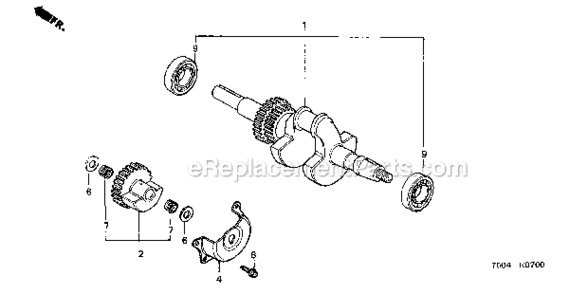 Crankshaft  Balancer Weight Diagram and Parts List for HT3810K1  Honda Lawn Tractor
