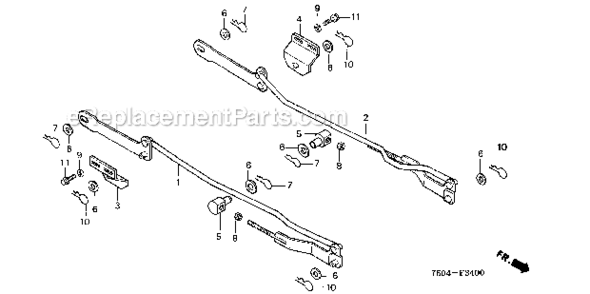 Cutter Deck Link Diagram and Parts List for HT3810K1  Honda Lawn Tractor