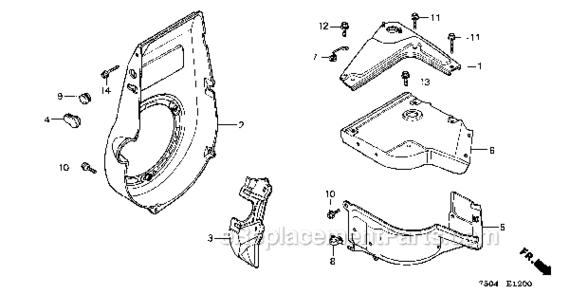 Fan Cover Diagram and Parts List for HT3810K1  Honda Lawn Tractor