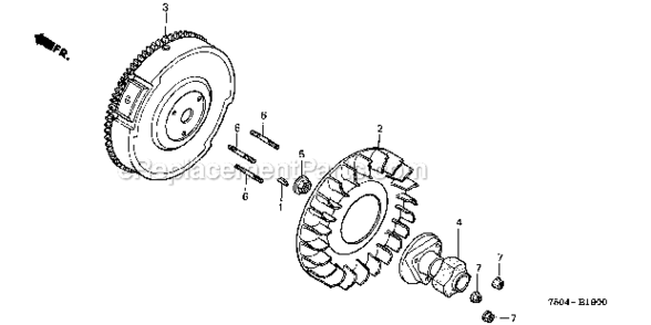 Flywheel Diagram and Parts List for HT3810K1  Honda Lawn Tractor