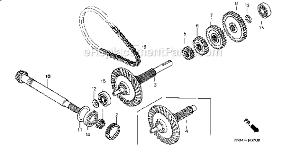 Mainshaft  Input Shaft Diagram and Parts List for HT3810K1  Honda Lawn Tractor