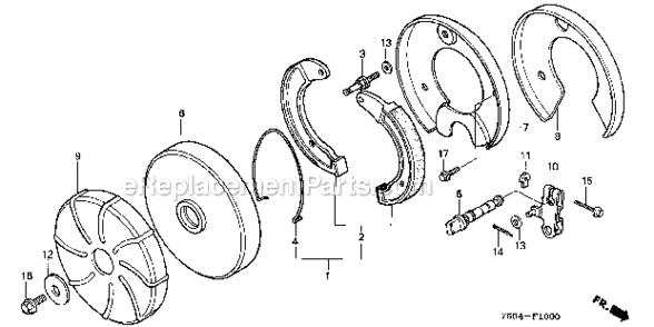 Brake Diagram and Parts List for HT3810K1  Honda Lawn Tractor