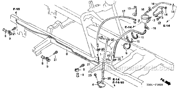 Vent Pipe Diagram and Parts List for HT3810K1  Honda Lawn Tractor