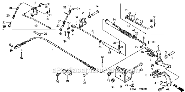 Brake Pedal Diagram and Parts List for HT3810K1  Honda Lawn Tractor
