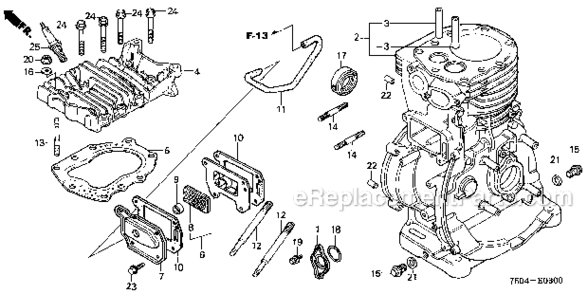 Cylinder  Cylinder Head Diagram and Parts List for HT3810K2  Honda Lawn Tractor