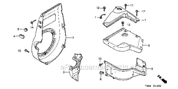Fan Cover Diagram and Parts List for HT3810K2  Honda Lawn Tractor