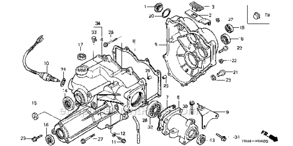 Transmission Case Diagram and Parts List for HT3810K2  Honda Lawn Tractor