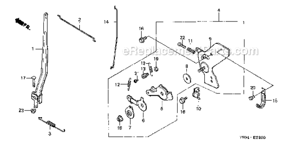 Control Diagram and Parts List for HT3810  Honda Lawn Tractor