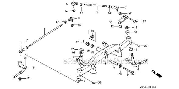 Front Axle  Tie Rod Diagram and Parts List for HT3810  Honda Lawn Tractor