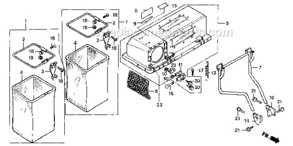 Grass Catcher Kit (Hopper) Diagram and Parts List for HT3810  Honda Lawn Tractor