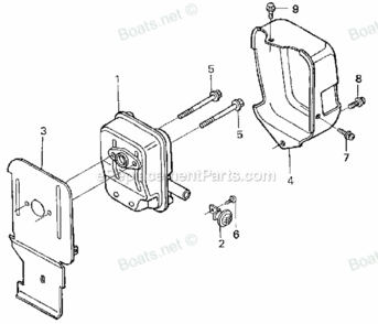 Muffler Diagram and Parts List for UMK422 LNA Honda Trimmer