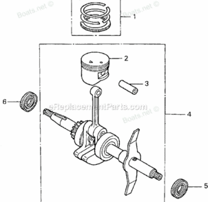 Piston And Crankshaft Diagram and Parts List for UMK422 LNA Honda Trimmer