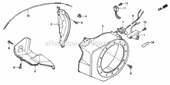 Fan Cover Diagram and Parts List for WMP20X Type A1VIN# WMP20X-1000001 Honda Water Pump