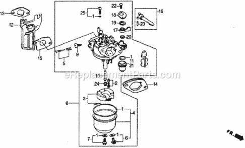 Carburetor Diagram and Parts List for WMP20X Type A1VIN# WMP20X-1000001 Honda Water Pump