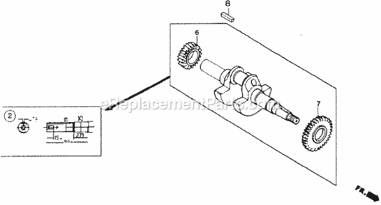 Crankshaft Diagram and Parts List for WMP20X Type A1VIN# WMP20X-1000001 Honda Water Pump