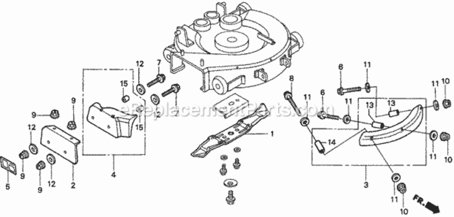 Mulching Blade Diagram and Parts List for MUL30 Type A Honda Lawn Tractor Accessories