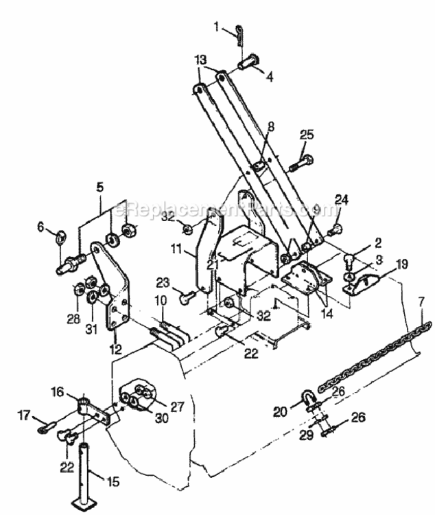 Mast Frame Diagram and Parts List for TL752A Type A Honda Lawn Tractor