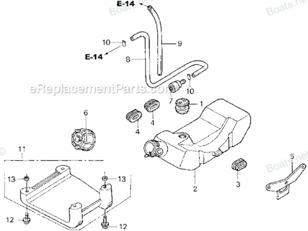 Fuel Tank Diagram and Parts List for UMK422 LNA Honda Trimmer