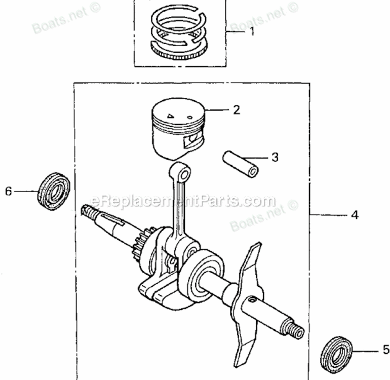 Piston And Crankshaft Diagram and Parts List for UMK422 LNA Honda Trimmer