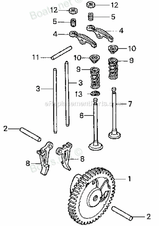 Camshaft Diagram and Parts List for UMK422 LNA Honda Trimmer