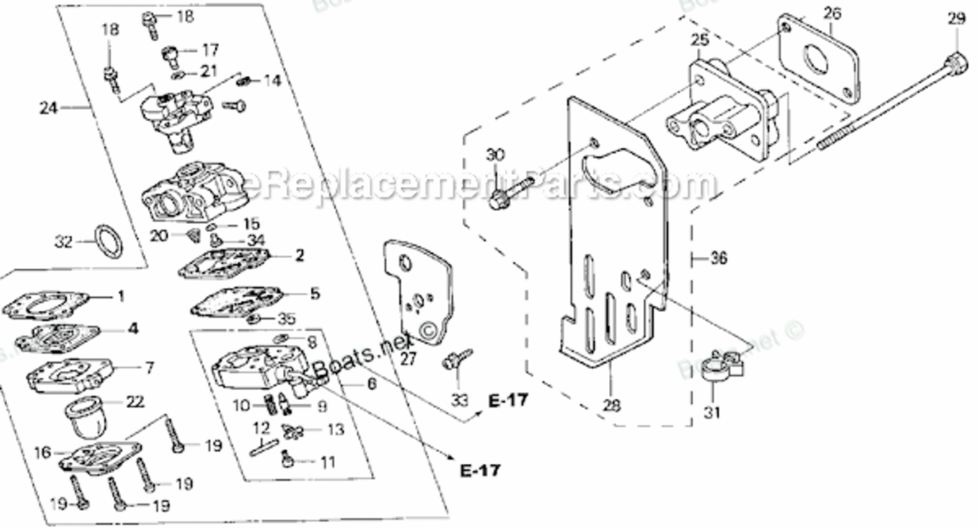 Carburetor Diagram and Parts List for UMK422 LNA Honda Trimmer