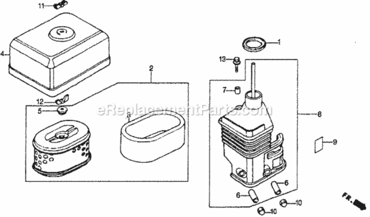 Air Cleaner (Dual) Diagram and Parts List for WMP20X Type A1VIN# WMP20X-1000001 Honda Water Pump