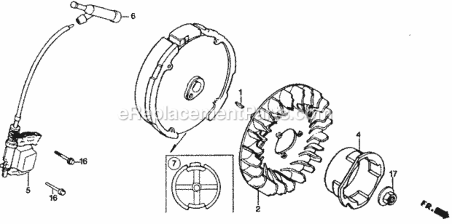 Flywheel Diagram and Parts List for WMP20X Type A1VIN# WMP20X-1000001 Honda Water Pump