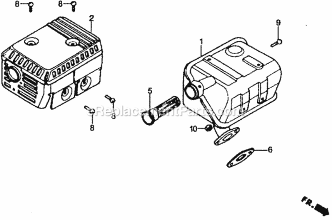 Muffler (Standard) Diagram and Parts List for WMP20X Type A1VIN# WMP20X-1000001 Honda Water Pump
