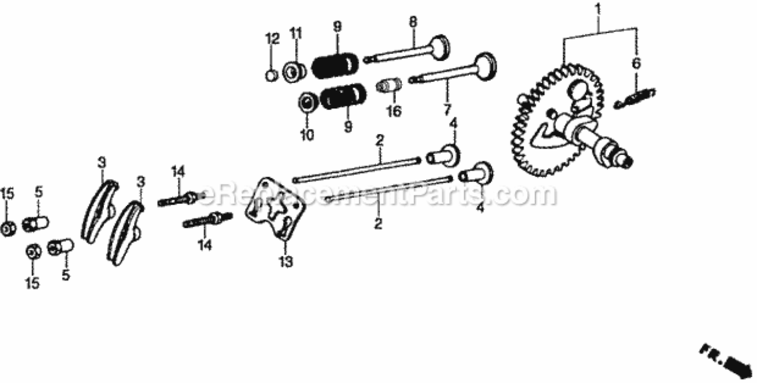 Camshaft Diagram and Parts List for WMP20X Type A1VIN# WMP20X-1000001 Honda Water Pump
