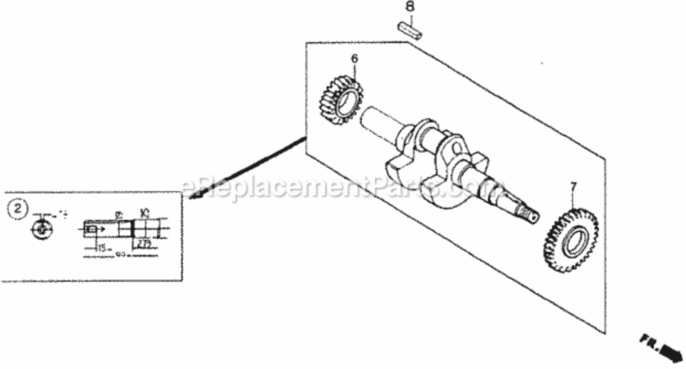 Crankshaft Diagram and Parts List for WMP20X Type A1VIN# WMP20X-1000001 Honda Water Pump