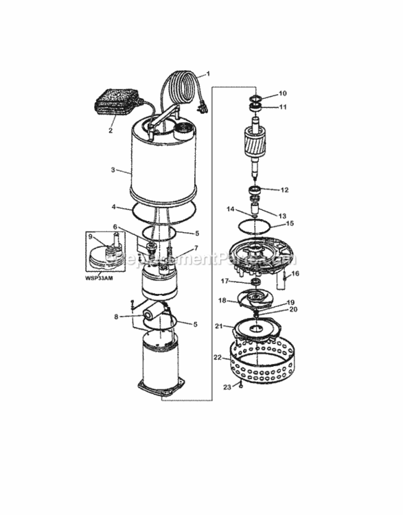 Page A Diagram and Parts List for WSP33 Type AAVIN# WS3A-6200001 Honda Water Pump
