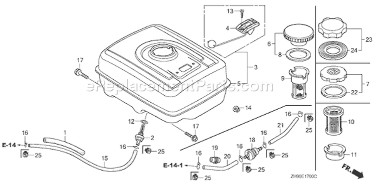 Page L Diagram and Parts List for GX270 Type PAE2/A - VIN# GCAB-2000001-9999999 Honda Engine