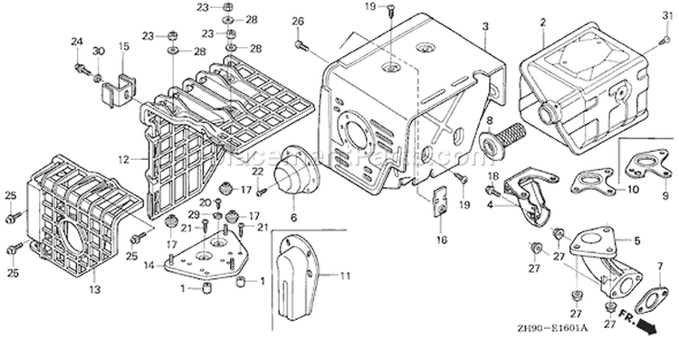 Page O Diagram and Parts List for GX270 Type QSC9/A - VIN# GCAB-2000001-9999999 Honda Engine