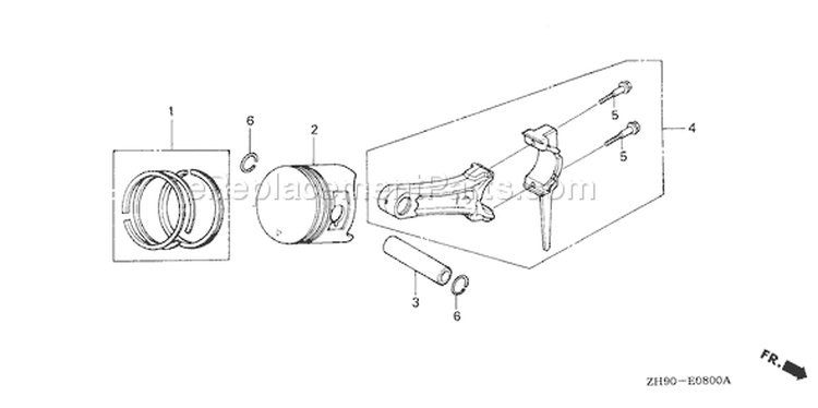 Page P Diagram and Parts List for GX270 Type PAE2/A - VIN# GCAB-2000001-9999999 Honda Engine