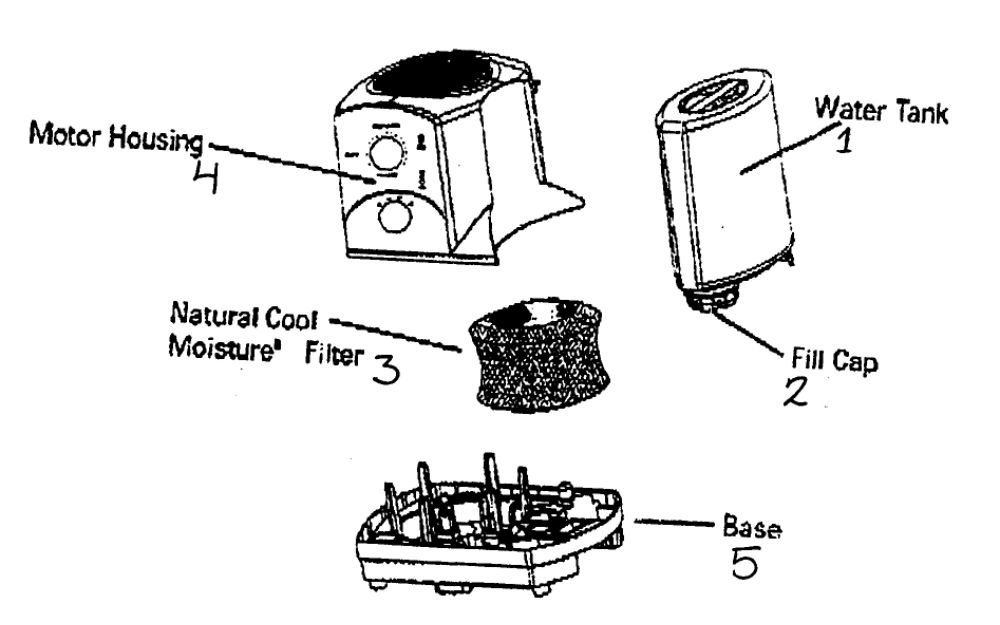 Humidifier Diagram and Parts List for HCM-1010  Honeywell Humidifier