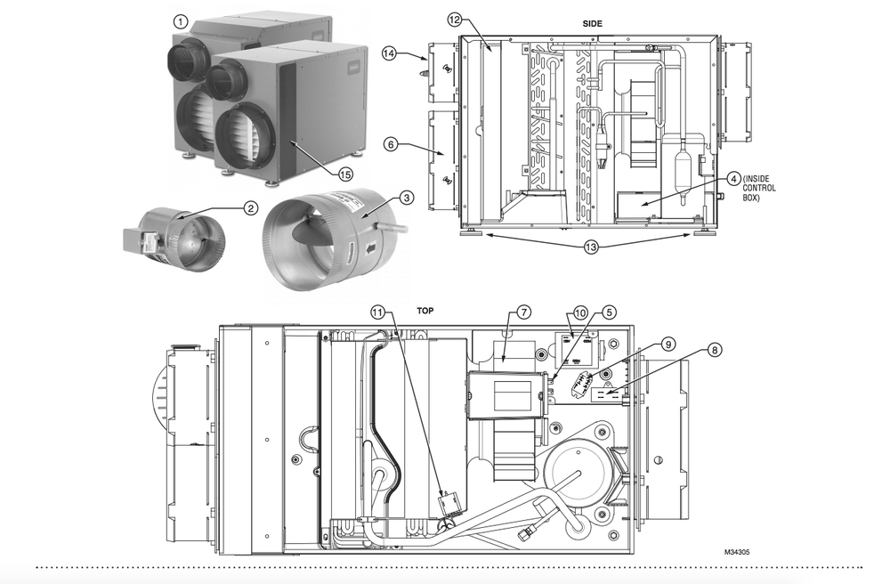 Part List Diagram and Parts List for DR90VPIAQ  Honeywell Humidifier