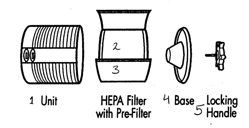Air Cleaner Diagram and Parts List for 51130  Honeywell Air Purifier