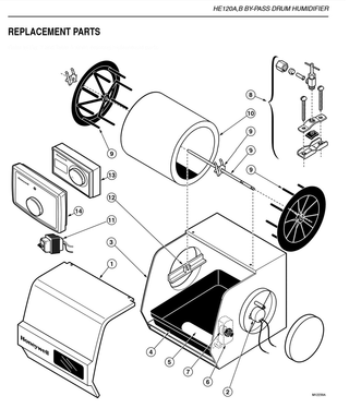 Part List Diagram and Parts List for HE120A  Honeywell Humidifier