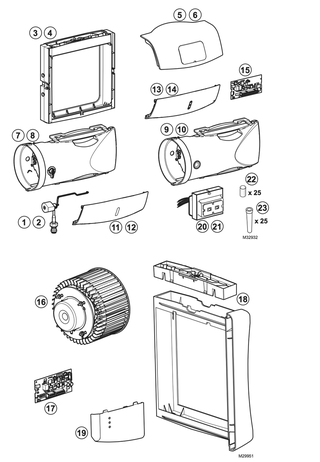 Part List Diagram and Parts List for HE300A1005  Honeywell Humidifier