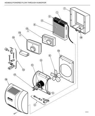 Part List Diagram and Parts List for HE365A  Honeywell Humidifier