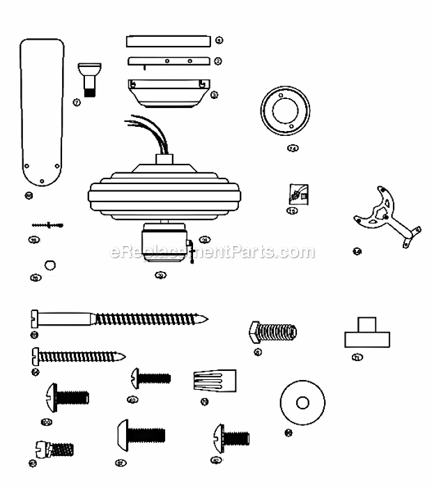 Page A Diagram and Parts List for 23775  Hunter Ceiling Fan