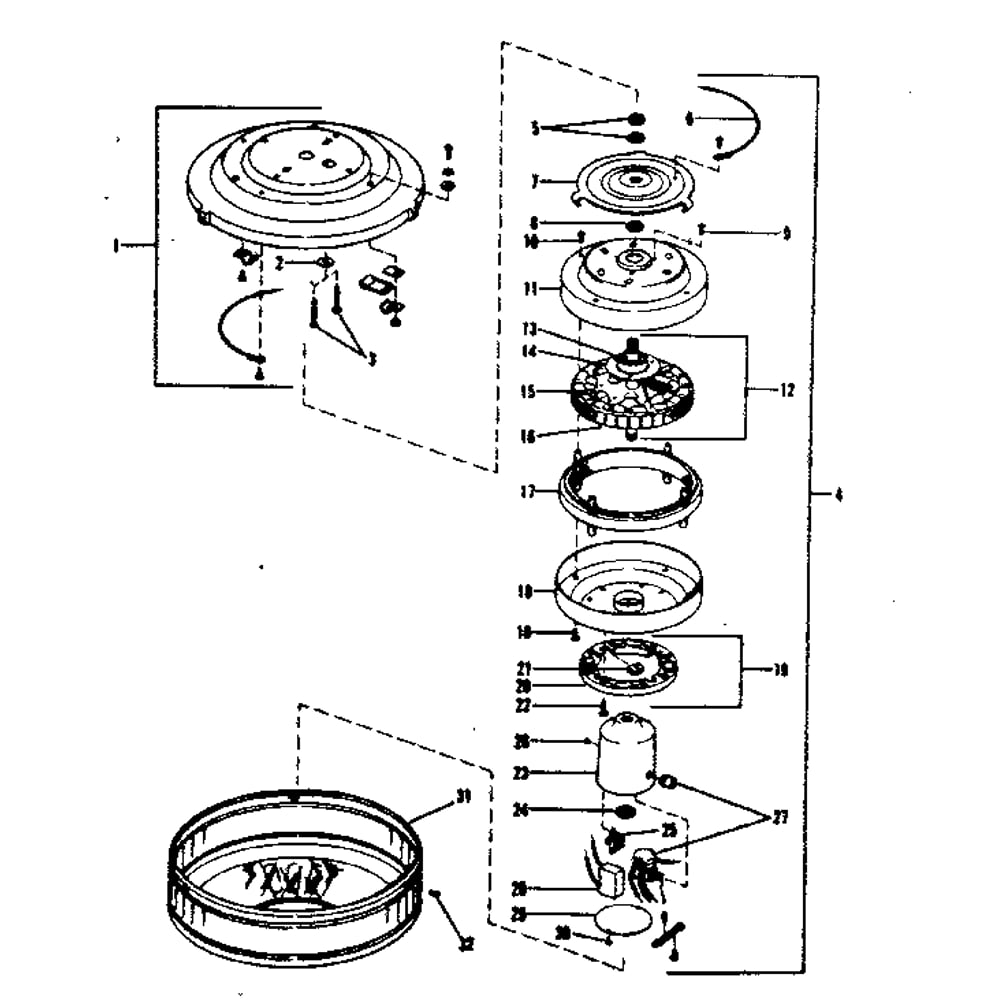 Replacement Parts Diagram and Parts List for 22427  Hunter Ceiling Fan